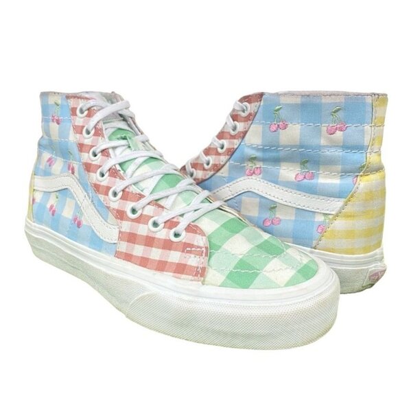 Vans Sk8 High Multicolor Gingham Cherry Tapered Checkerboard Womens Size: 7 - Picture 1 of 5